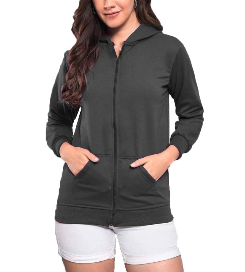 Women's Hooded Sweatshirt with Pockets for Casual Wear, Large, Black