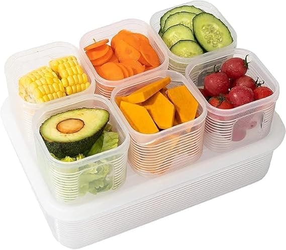 Refrigerator and Food Saver Container Set 7 Pieces Rectangle Clear Airtight Storage Containers Set Assorted Capacities Mr