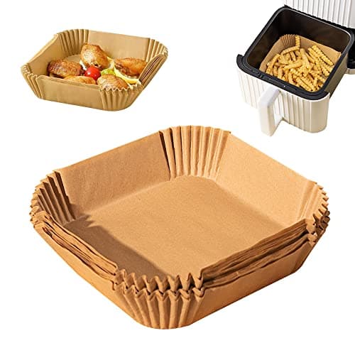 Omazing Non-stick Parchment Disposable Paper Liner For Oven And Air Fryer - Square, 50 Pieces, 6.3in, Natural Baking paper