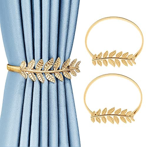 Friendship Gold Tie Backs - 2 Leaf Curtain Holdbacks for Home & Outdoor Decoration Curtain swag holder