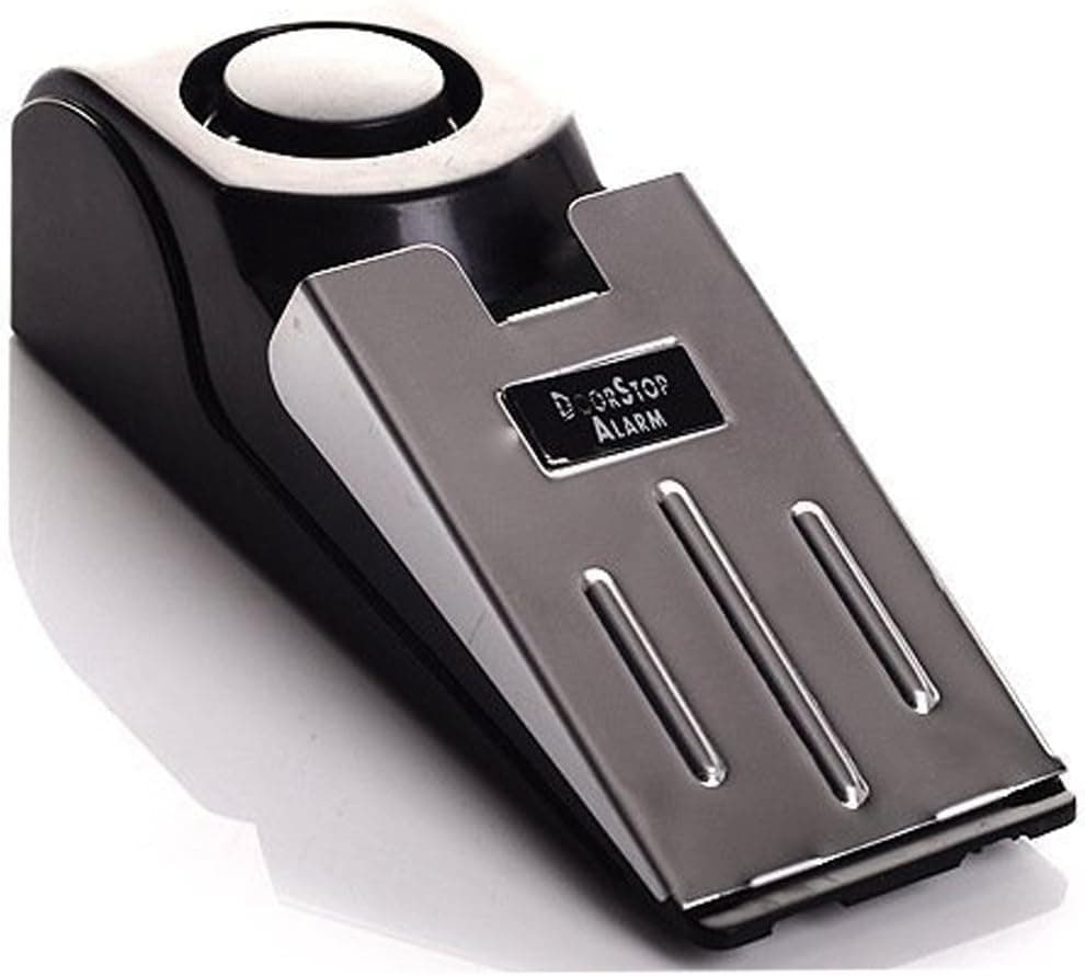 Portable Door Stop Alarm Battery Operated Security Siren for Home Hotel Travel Anti-Intrusion Door Wedge Alert System Safety Security Device Silver