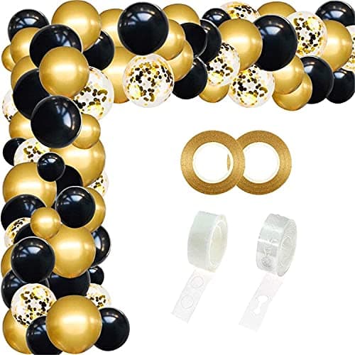 Secret Black Gold Confetti Balloon Arch Garland Kit, 110 Pcs Round Party Balloon for Halloween Decoration Birthday Wedding Shower Graduation Decorations , 2725611975827
