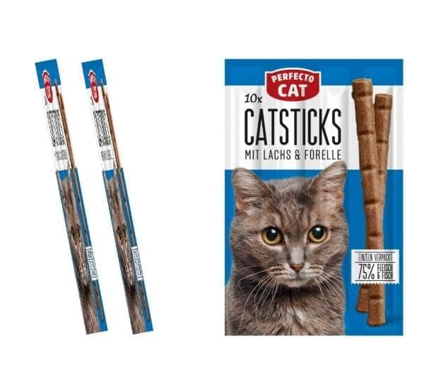 Perfecto Cat Catsticks - Delicious Cat Snaks - High Protein Treats, Salmon & Trout, 2 Sticks Pet food