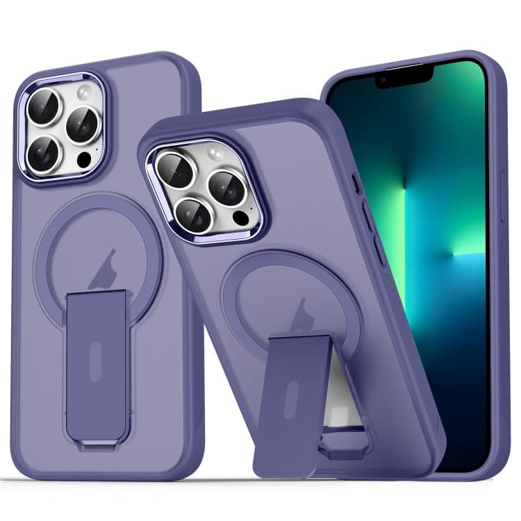 Case Magnetic Stand [Compatible with iPhone 15 Pro Max][Military Drop Protection] Shockproof Invisible Kickstand Matte For Case Men Women (Purple) Cellular phone case