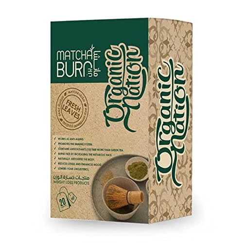Organic Nation | Matcha Burn | Mint and Cinnamon Sage | Anti-Aging | Burn Fats | Immune Function Enhancer | Regulates Blood Sugar | 20 Tea Bags
