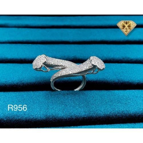 3 Diamonds 292474661778884 Platinum Plated Ring for Women with Zircon Stone - Silver