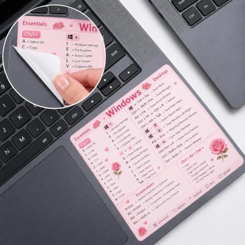 ستيكر اختصارات الكيبورد للويندوز – ملصق بينك مرجعي سريع للابتوب والكمبيوتر، جميع اختصارات الويندوز الأساسية في مكان واحد ، مقاوم للماء وسهل اللصق والإزالة Sticker decal