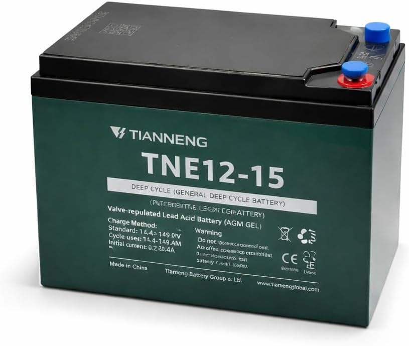 TNE12-15 12V 15Ah Rechargeable AGM Deep Cycle Battery Sealed Lead Acid VRLA Battery for Electric Scooter, Electric Bike, Wheelchair, Low-Speed EV & Golf Cart UPS, Solar & Backup Power