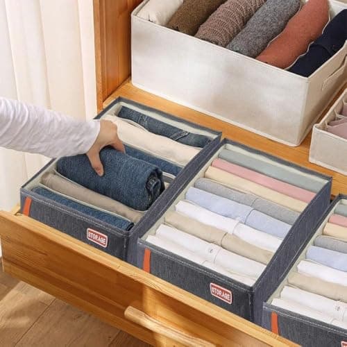 Generic 4-Piece Closet and Drawer Organiser Set, Denim with Dividers, .db Caddy
