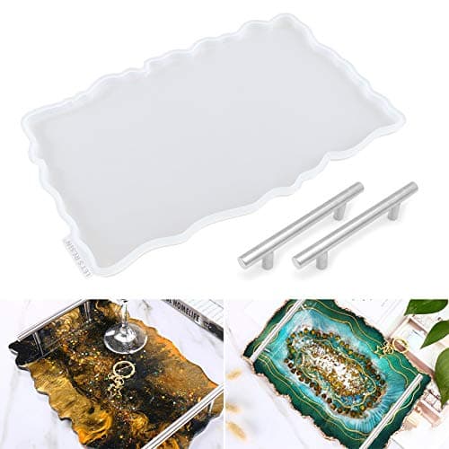 LET'S RESIN Silicone Geode Tray Mould for Casting - Large Rectangle With Handles - Epoxy Resin Moulds for DIY Decorative, Tea, Coffee Tray, Art Craft mold