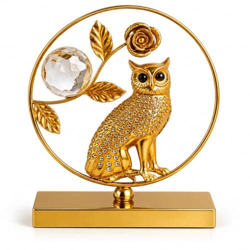 Home Care E-649 Golden Tree Table Decor Luxurious Gold Finish with Glass Base Modern Figurine for Living Room and Office