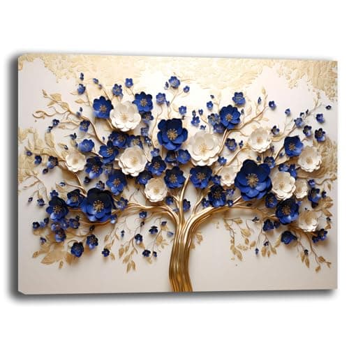 Modern Painting for Living Room Tree of Life Beige Blue Abstract Modern Wall Pictures XXL Large Print on Canvas Wall Decor Bedroom Living Room (9, 70 x 100 cm)