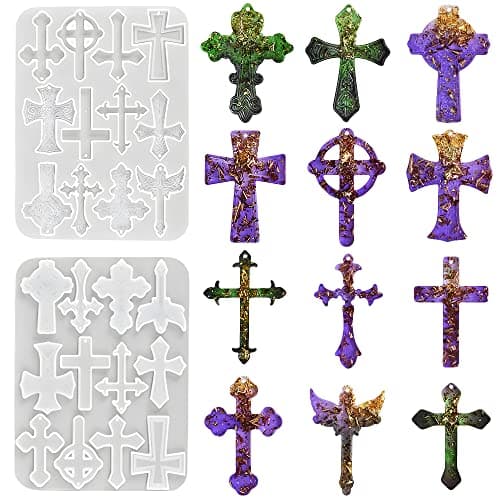Weenkeey Resin Cross Molds for Keychain, Pendant, Epoxy Silicone, Casting for Crafts, Jewelry, Earrings