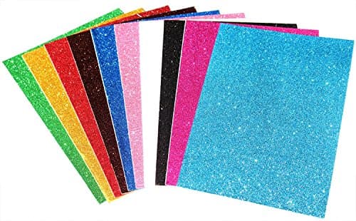 KABEER ART Self Adhesive Easy to Peel Off Glitter Foam Sheets, A4 Size, Pack of 10