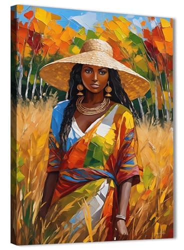 Skills Abstract Canvas Prints - Black Woman in a Field of Tall Plants - Wall Art for Living Room, Bedroom, Office Decorations & More - Size (30cm x 40cm)