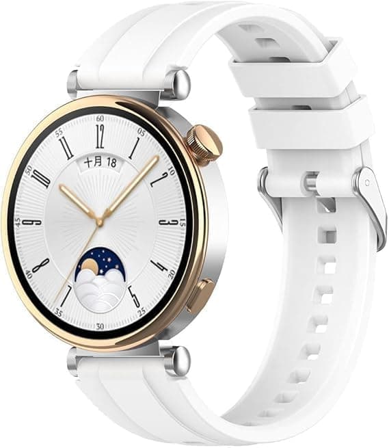 Strap For (Compatible with 18mmGT 6 41mm/GT 5 Pro 42 mm/GT5 41mm/GT4 41 mm/Huawei Watch 5 42mm) Watch Bands Quick Release Replacement Wristband, Soft Silicone Sport for Men Women (White)