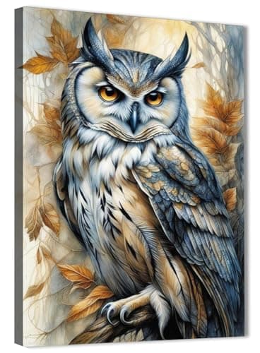 Skills Large Horned Owl Digital Art - Realistic and Expressive Art - Wall Art for Living Room, Bedroom, Office Decorations & More - Size (30cm x 40cm)