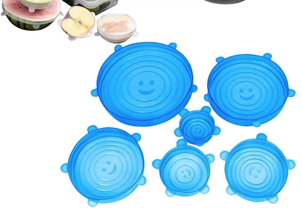 6-Pack Silicone Stretch Lids, Reusable Flexible Food Covers for Bowls Cups Container lid