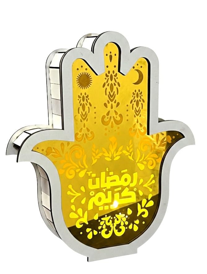 Stellar Stores Hand Shaped LED Acrylic & Wooden Ramadan Decoration, Arabic Calligraphy Design, Home Decor