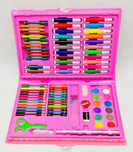 86 Piece Art Drawing and Coloring Set with Organized Carry Case