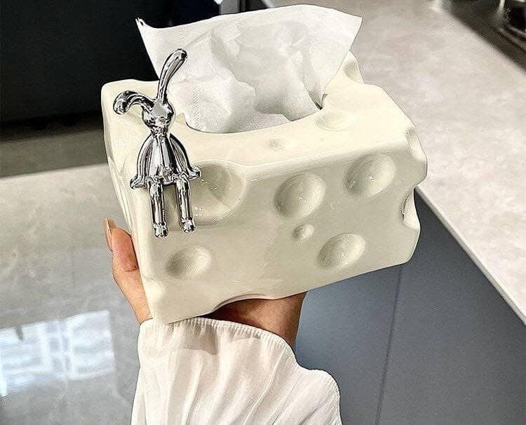 Generic Parmigan Porcelain Decorative Tissue Box Cover with Chrome Figure, 550 Tissues Capacity, White .db (white) Facial tissue holder