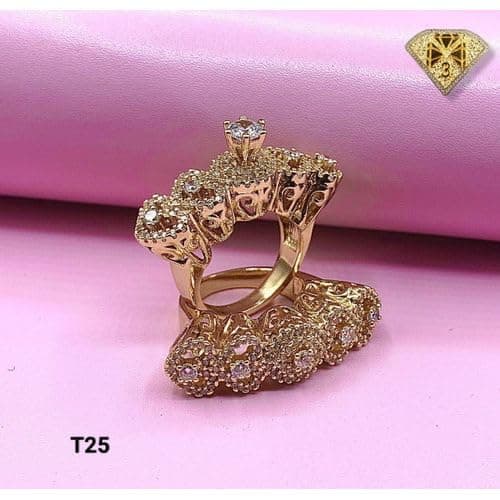 3 Diamonds 292474661779112 Wedding Twins For Women Gold Plated Ring