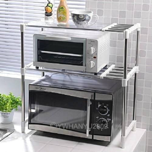 Stainless Steel Microwave Oven Rack Kitchen Organizer Space Saving Stand