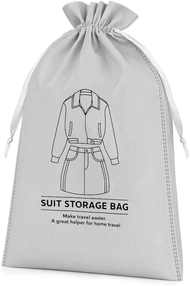 Travel Organizer Bag 35 x 47 cm, Dustproof Clothes Storage Pouch with Zip, Lightweight Foldable Luggage Organizer for Suitcase, Wardrobe, Men and Women (Beige)