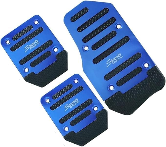 Universal Alloy Non-Slip Foot Pedals Foot Rest Set with Brake Pedal Cover (Manual Pedal Set - Blue - 3pcs) Auto part