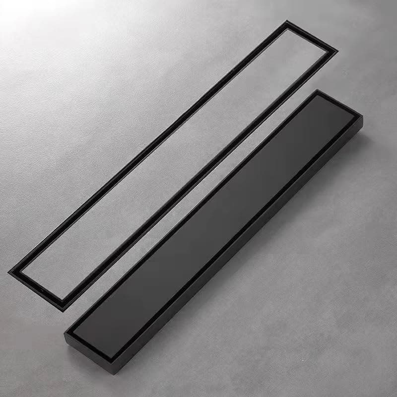 Black Linear Shower Floor Drain with Glass Cover, Matte Finish 30 cm | Stainless Steel, Bathroom Floor Drain, Removable Cover, Modern Design Drain strainer