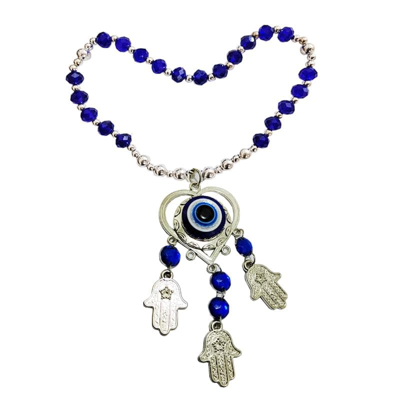 KaberTrade KaberTrade Blue Beads Silver Pendant for Car, Office and Home - Metal with Multi and Assorted Shapes Pendants (1 Piece, Code:10340) Charm