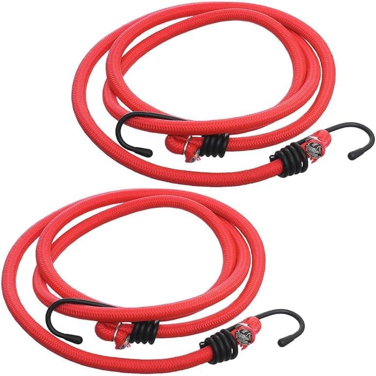 KaberTrade KaberTrade Elastic Elastic Rope with Hooks for Luggage and Cargo Fastening for Motorcycles, Bikes and Cars (Red, 2 Pieces, 2 Meter Length, Code:4353)