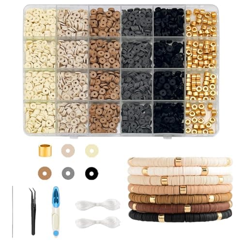 SEMATA Coffee Bracelets Making Kit for Jewelry Making Clay Beads for Bracelets Making Clay Bead Kit Friendship Craft bead