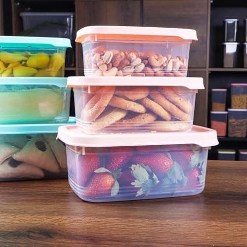 Food Storage Container Set 3-Piece 1L 1.5L 2.5L Freezer Microwave Safe