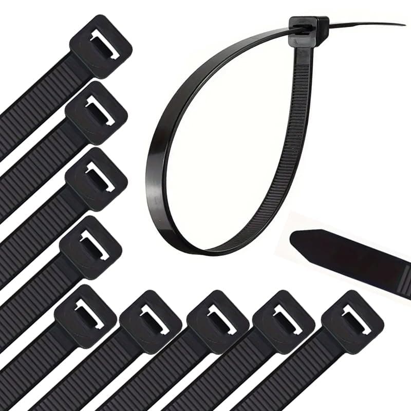Cable Strap Tie, Aviz Plastic Tie Down Strap High Resistance for Indoor and Outdoor Use (100 Tie, Black, 37cm, 7.6mm Wide) - By KaberTrade