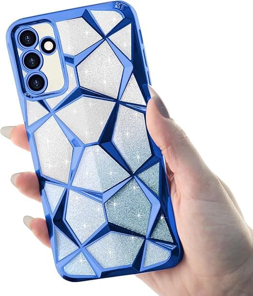 Compatible With (Samsung A26) Case Plating Bling Gradient Glitter Clear Cover Soft TPU Silicone Cute Camera Protection Shockproof Back For Women Girls Case(Blue) Cellular phone case