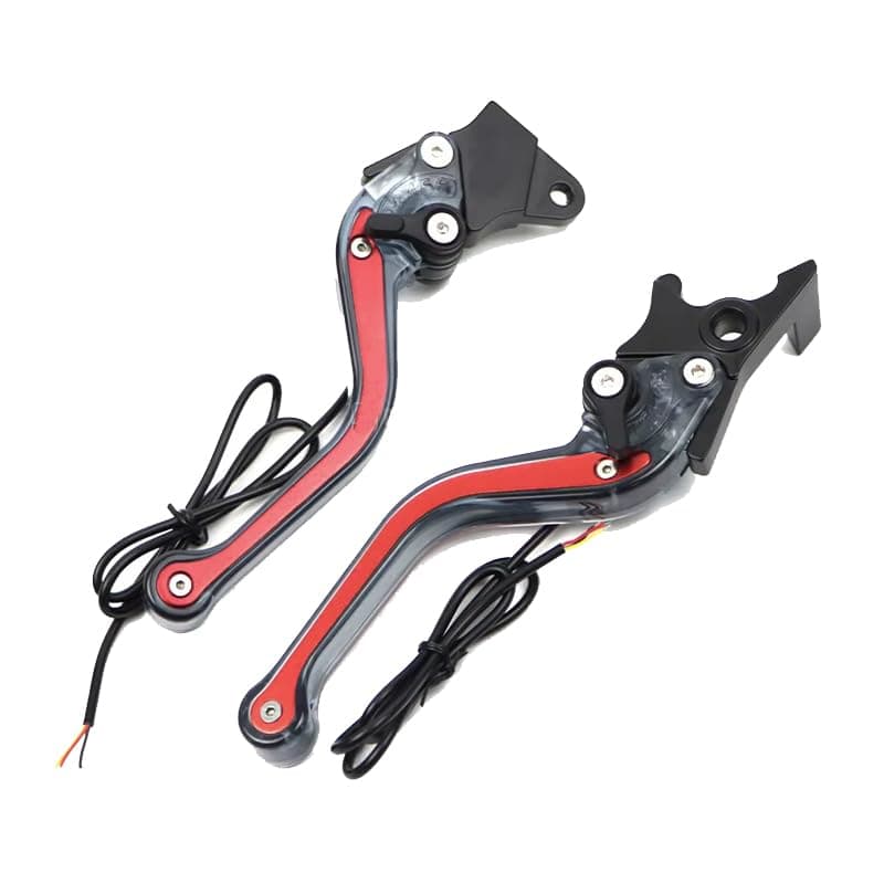 KaberTrade Motorcycle Brake Clutch Handles with LED Light Bars - Adjustable Hydraulic Grips for Bike Scooter Adjustment (2 Piece Set, Red, Blue and Yellow Lighting, Code:9998) Handlebar grip