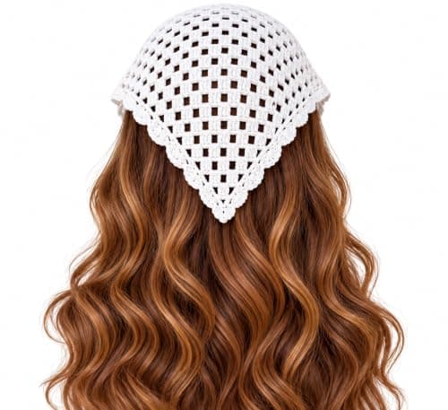 Handmade Crochet Scarf - Soft Mesh Triangle Hair Bandana for Girls and Ladies Apparel head neck covering