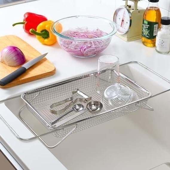 Jumbo Rectangular Stainless Steel Sink Strainer Kitchen Drain Basket