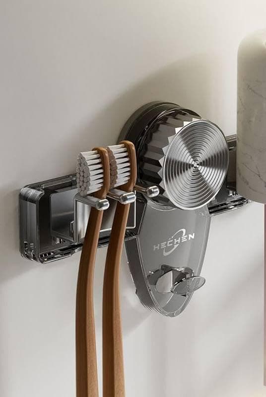 Adhesive Toothbrush Holder Wall Mounted 4 Slot Bathroom Organizer No Drill