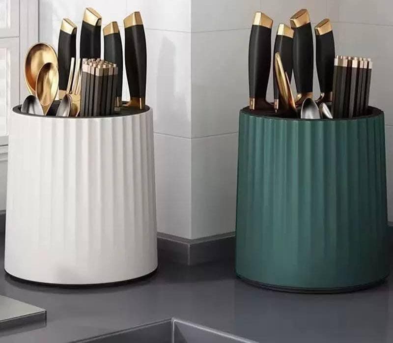 Generic Rotating Knife and Spoon Holder with Strainer, Large, Countertop Utensil Organiser, .sa Item container
