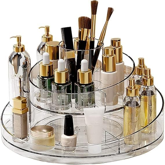 Rotating Acrylic Makeup Organizer – Cosmetic Holder for Makeup & Skincare – Practical Vanity Organizer | N Caddy