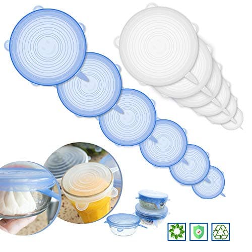 LYSLEDA Silicone Stretch Lids , Reusable Food Bowl Covers Fit Various Sizes & Shapes of Containers, Durable & Expandable Airtight Food Storage Covers to Keep Food Fresh and Safe(12 Pack).