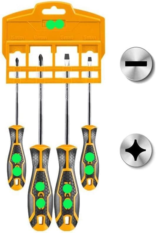 KaberTrade KaberTrade Manual Screwdriver Set Assorted (Usually and Hard) for Home and Workshop Use (4 Piece, Model :HKSD0428, Code :7465)