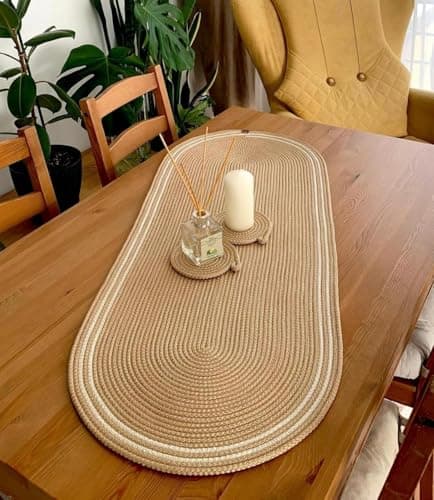 Woven It Handcrafted Artisan Style Handmade Woven Table Runner - Unique Boho Decor,(110×35×1Cm). can be used in Kitchen, bedroom, kids room, living room, dining room, indoors and outdoors.