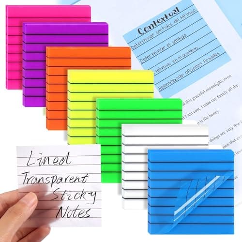 SHUTTLE ART Lined Sticky Note Pads, 50 Sheet Transparent Sticky Notes, Self Stick Lined Memos for School Office Supplies, Waterproof, Memo Pads Easy to Post, Colors Bright (Lined Yellow Sticky Notes)