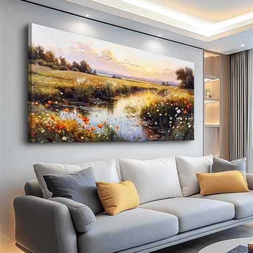 ZUITINGHUA Canvas Wall Art For Living Room Large Wall Decor For Office Bedroom Decorations Rivers Landscape Pictures Farmhouse Painting Artwork Room Wall Mural Aesthetic Home Decor 30x60 In