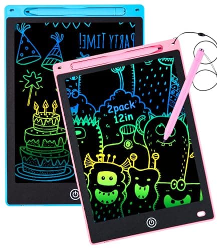 2 Pack LCD Writing Tablet, 12Inch Colorful Writing Board Drawing Tablet for Kids, Erasable Reusable Writing Drawing Pad, Learning Toys Gifts for 3 4 5 6 Years Old Boys and Girls Toddlers Graphic tablet