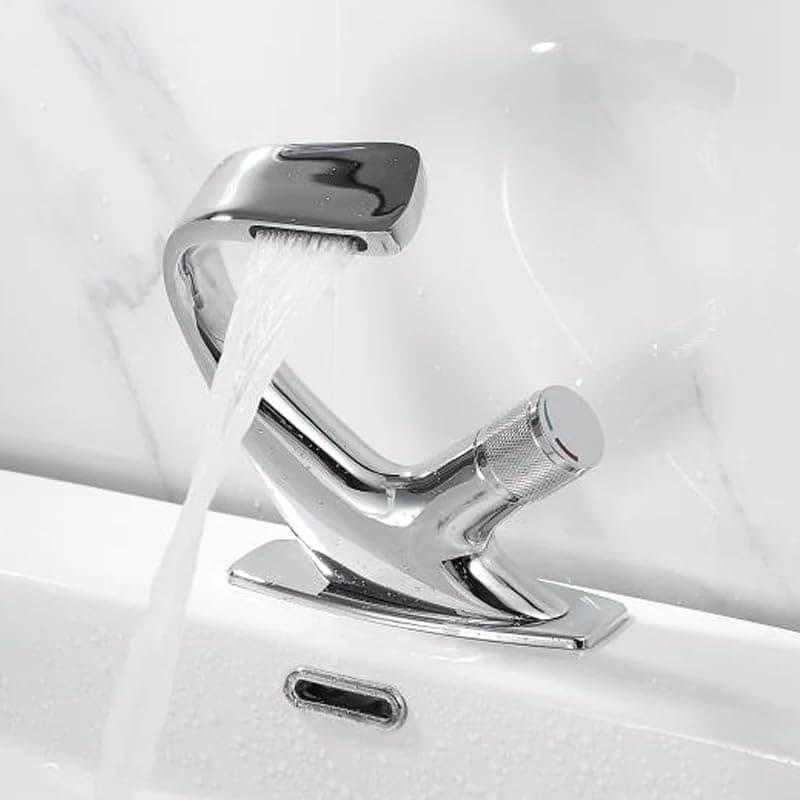 Luxury Bathroom Water Faucets & Mixers – High Touch Neck & Ceramic – Hot & Cold Water Control & Multiple Colors (Single Hole Basin Mixer – Chrome Mixer)