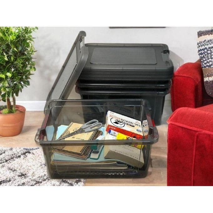 16L Plastic Storage Box with Tight Lid Multi-Purpose Organizer Bin